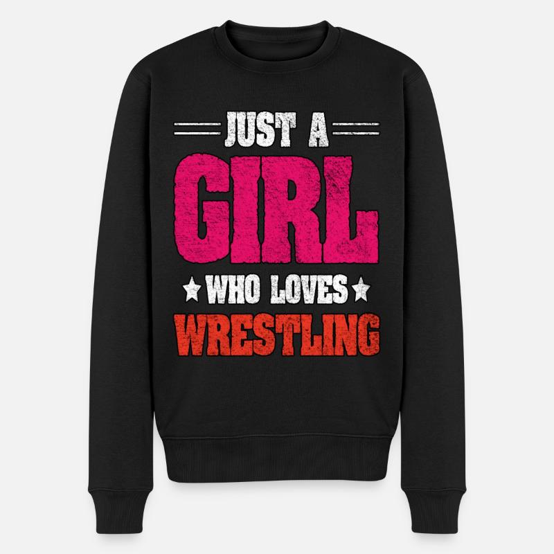Nur ein Mädchen, das Wrestling liebt - Männer Premium Bio Pullover - Schwarz