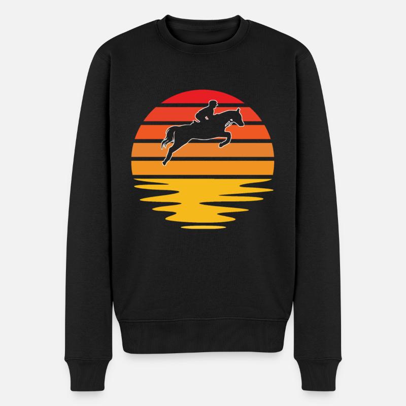 Pferde Retro - Männer Premium Bio Pullover - Schwarz