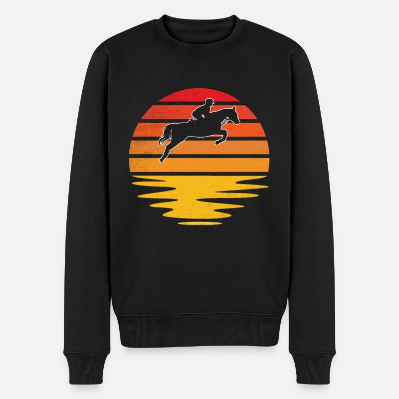 Pferde Retro - Männer Premium Bio Pullover - Schwarz