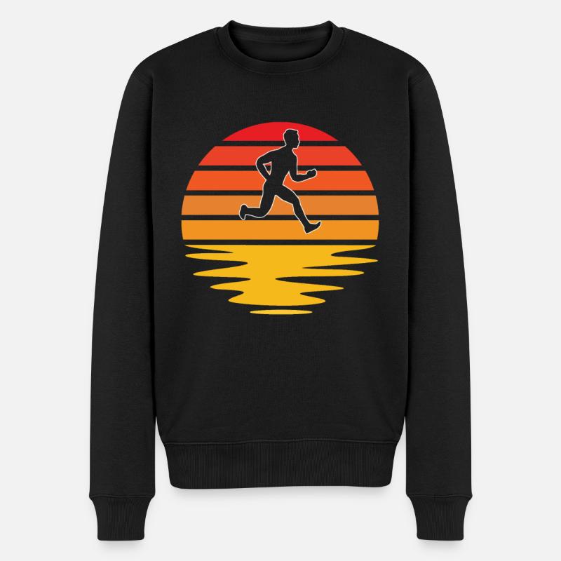 Joggen Retro - Männer Premium Bio Pullover - Schwarz
