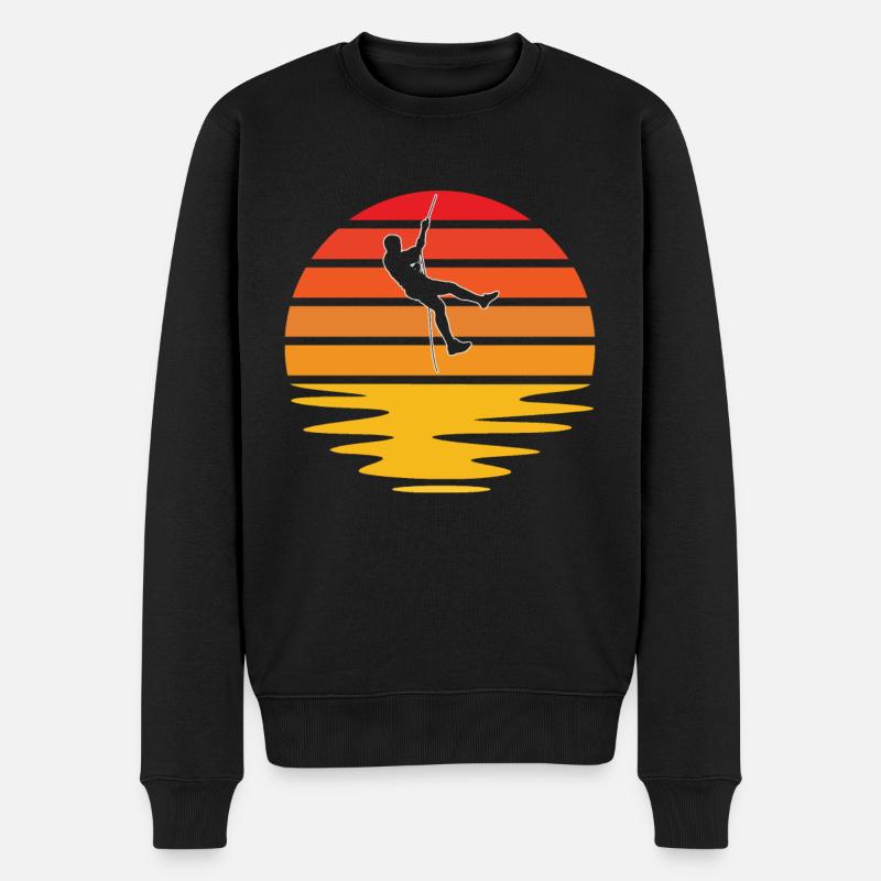 Klettern Retro - Männer Premium Bio Pullover - Schwarz