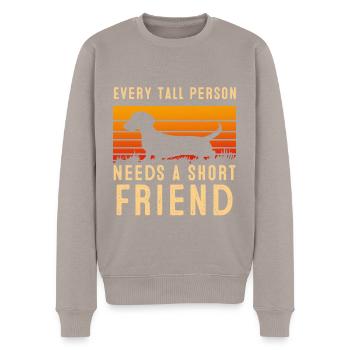 Dachshund Gift Dixie Viennese Doxie Dachshund - Men's Premium Organic Jumper - taupe - Front - Nico (187cm)