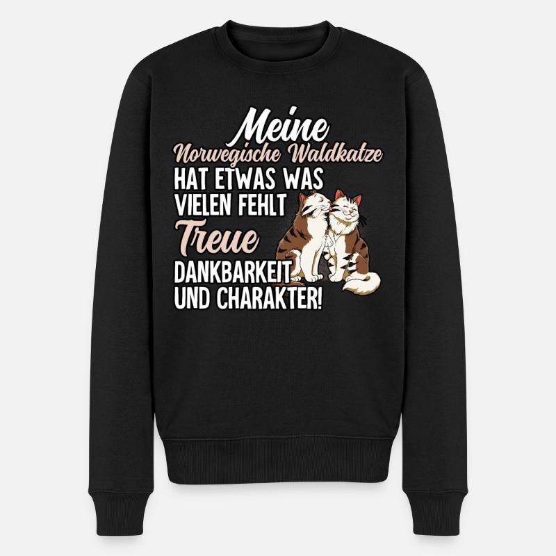 Norwegische Waldkatze - Männer Premium Bio Pullover - Schwarz