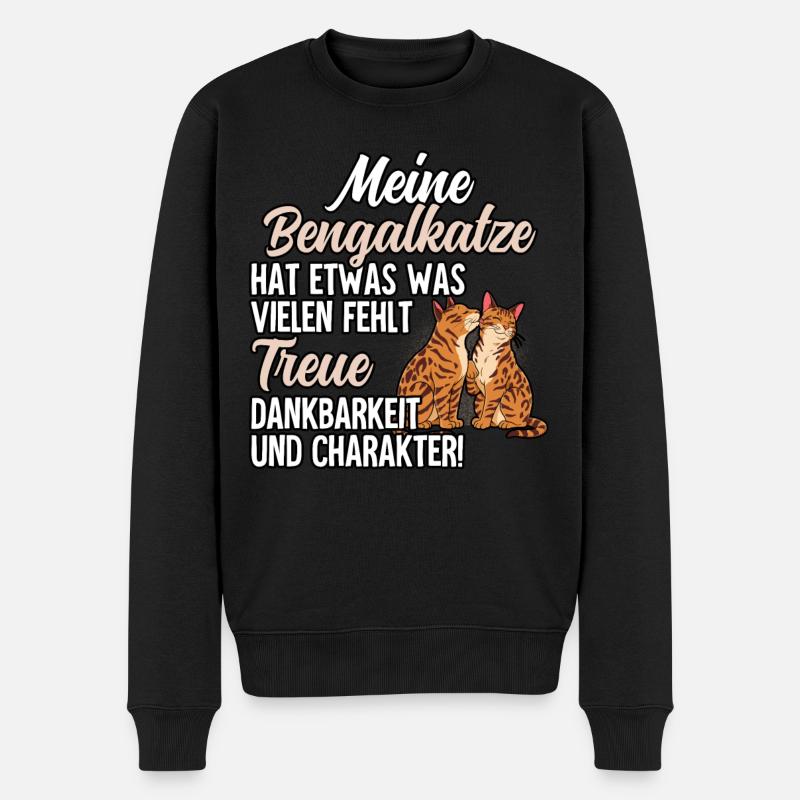 Bengalkatze - Männer Premium Bio Pullover - Schwarz