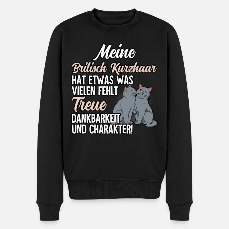 Britisch Kurzhaar Katze - Männer Premium Bio Pullover - Schwarz