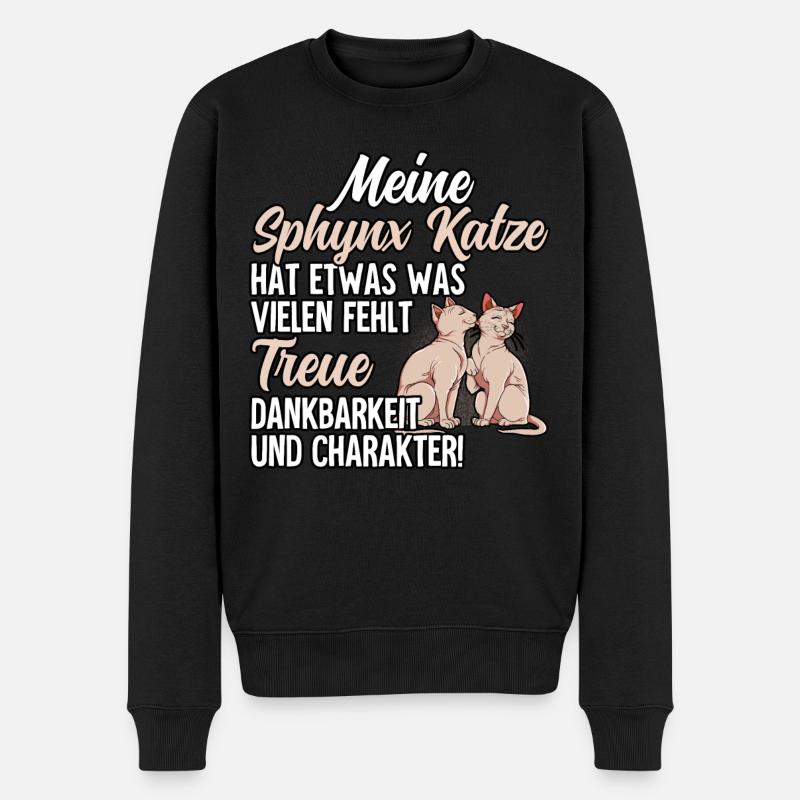 Sphynx Katze - Männer Premium Bio Pullover - Schwarz
