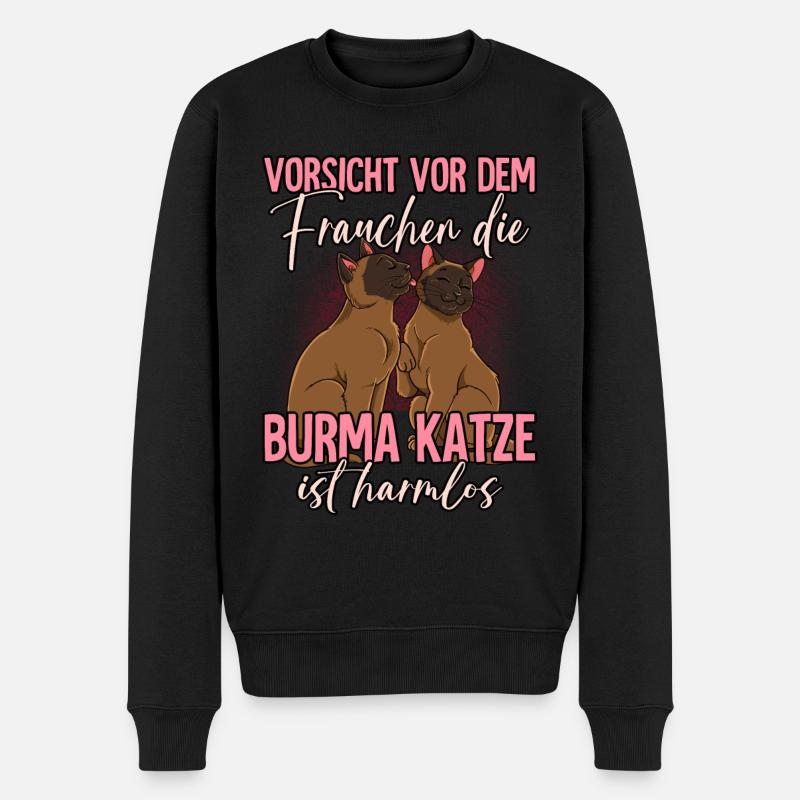 Burma Katzen - Männer Premium Bio Pullover - Schwarz