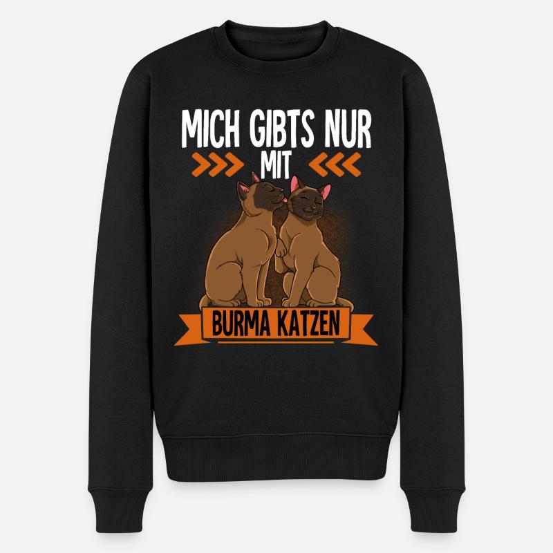 Burma Katze - Männer Premium Bio Pullover - Schwarz
