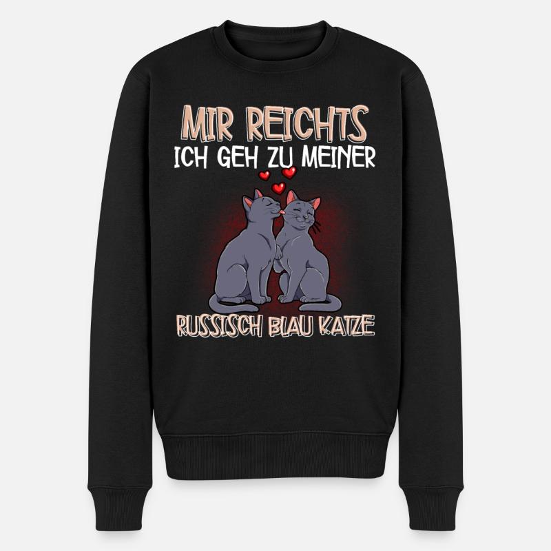 Russisch Blau Katze - Männer Premium Bio Pullover - Schwarz