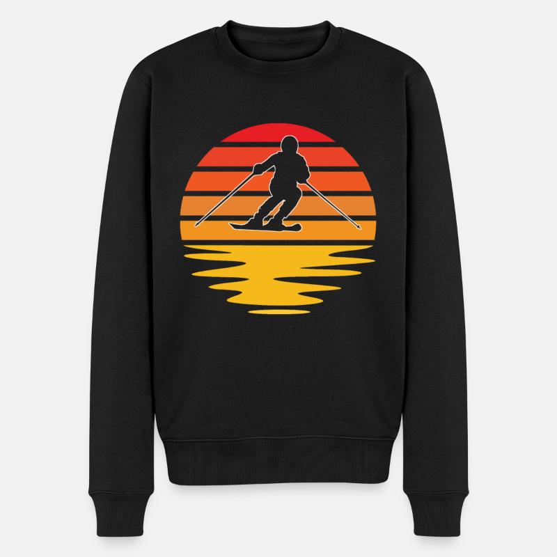 Ski Retro - Männer Premium Bio Pullover - Schwarz