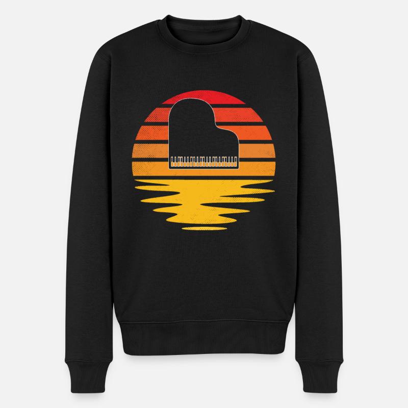 Klavier Retro - Männer Premium Bio Pullover - Schwarz
