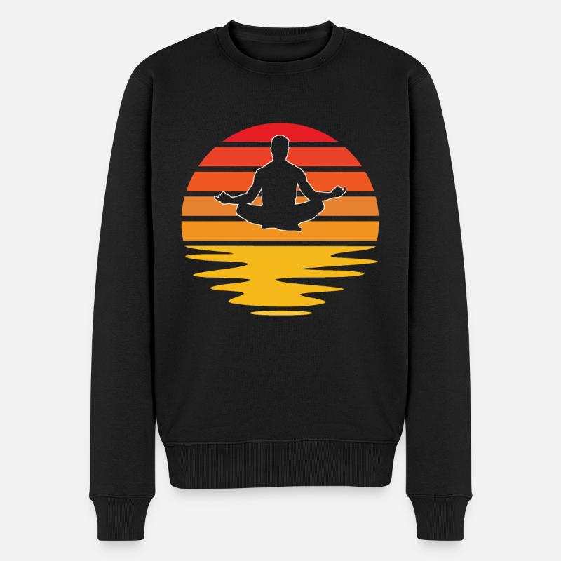 Meditation Retro - Männer Premium Bio Pullover - Schwarz