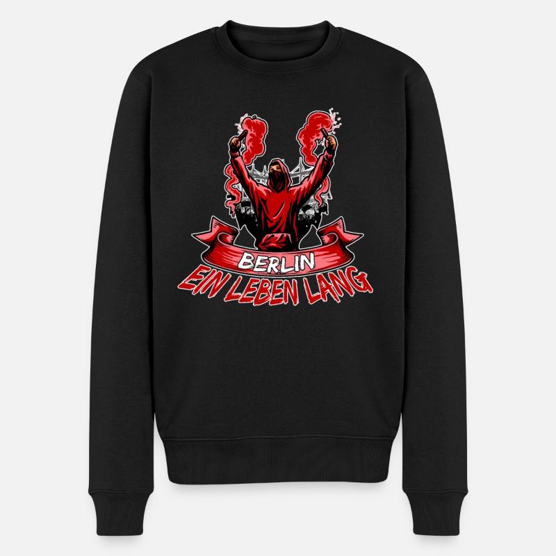 Berlin ein Leben lang - Männer Premium Bio Pullover - Schwarz
