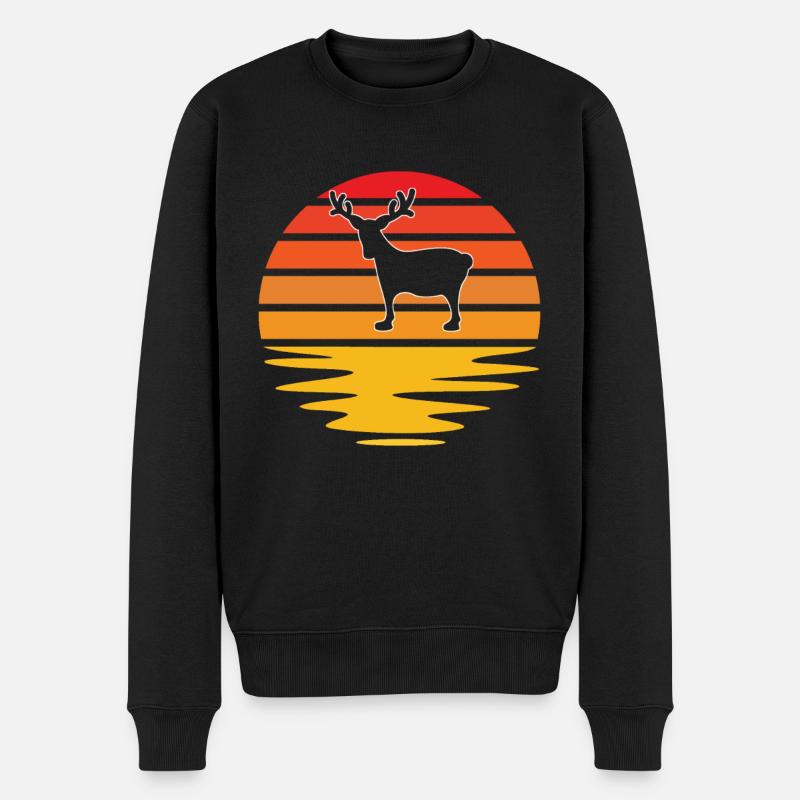 Elch Retro - Männer Premium Bio Pullover - Schwarz