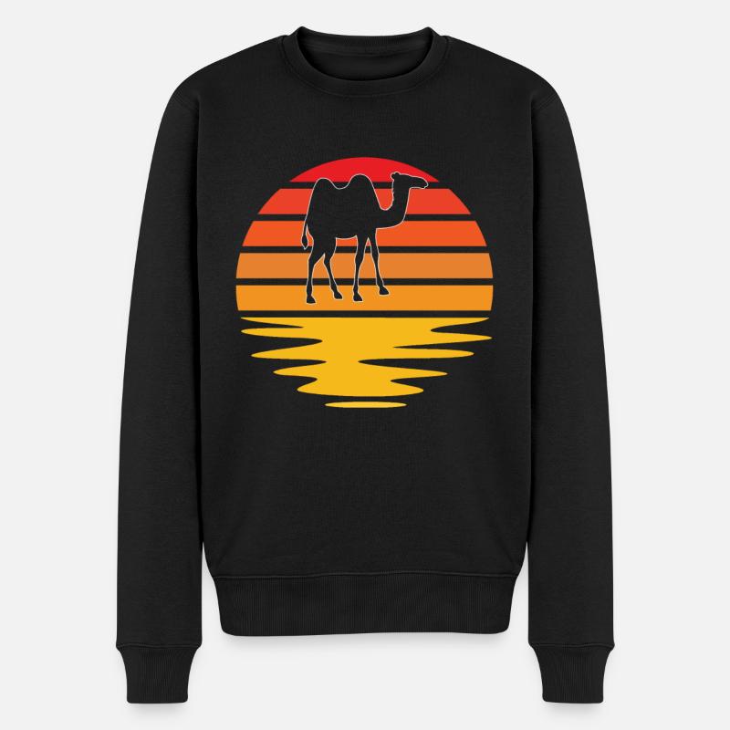 Kamel Retro - Männer Premium Bio Pullover - Schwarz