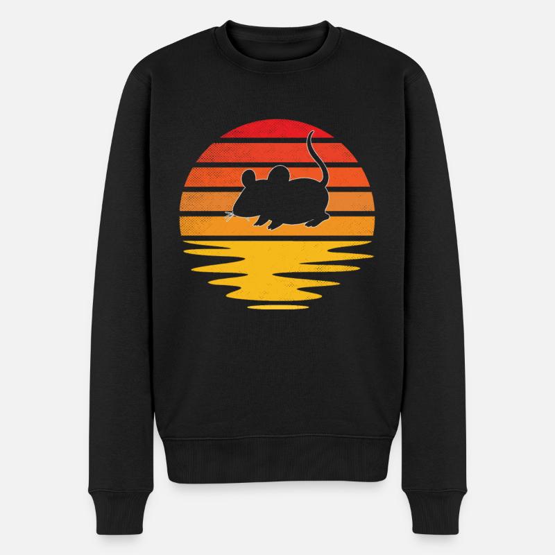 Maus Retro - Männer Premium Bio Pullover - Schwarz
