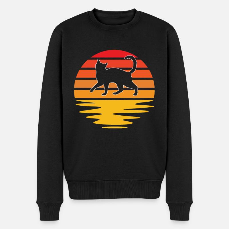 Katze Retro - Männer Premium Bio Pullover - Schwarz