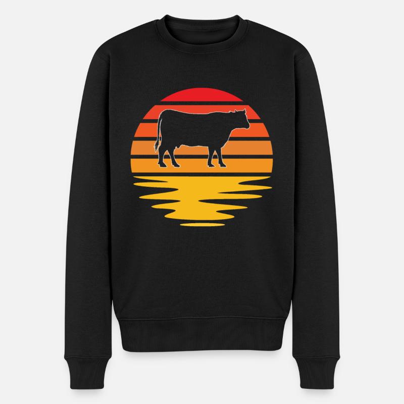 Kuh Retro - Männer Premium Bio Pullover - Schwarz