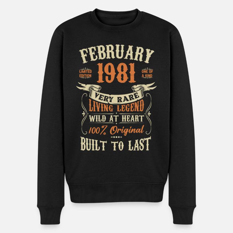 Février 1981 Cadeau d’anniversaire - Pull Premium bio Homme - noir
