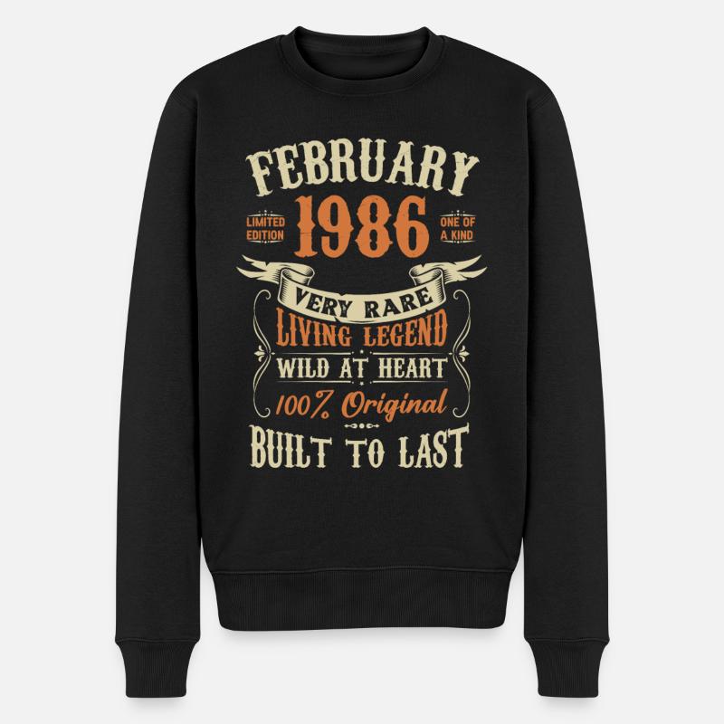 Février 1986 Cadeau d’anniversaire - Pull Premium bio Homme - noir