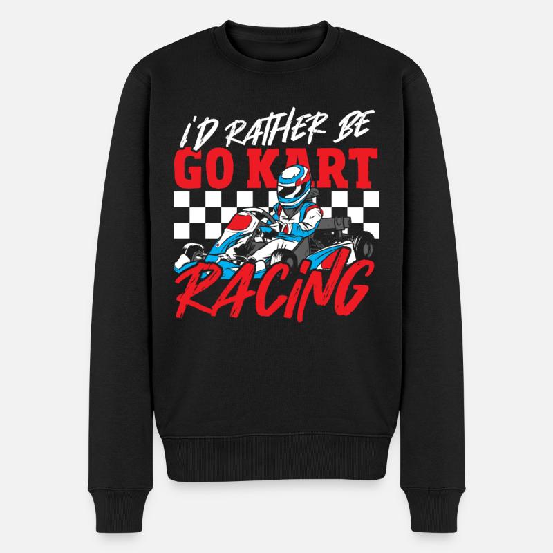 I'd Rather Be Go Kart Racing Go-Kart - Männer Premium Bio Pullover - Schwarz