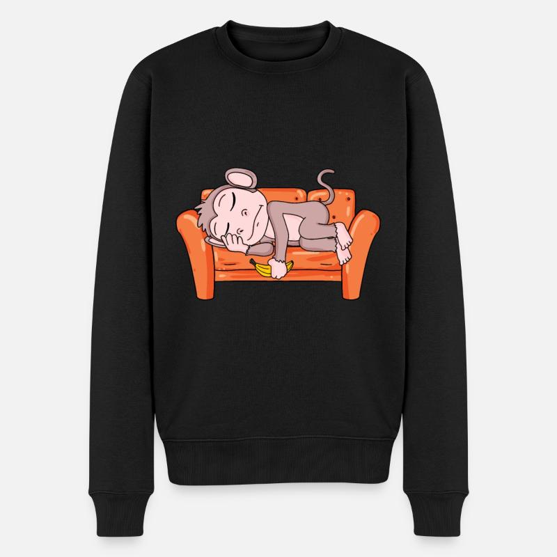 Affe - Männer Premium Bio Pullover - Schwarz