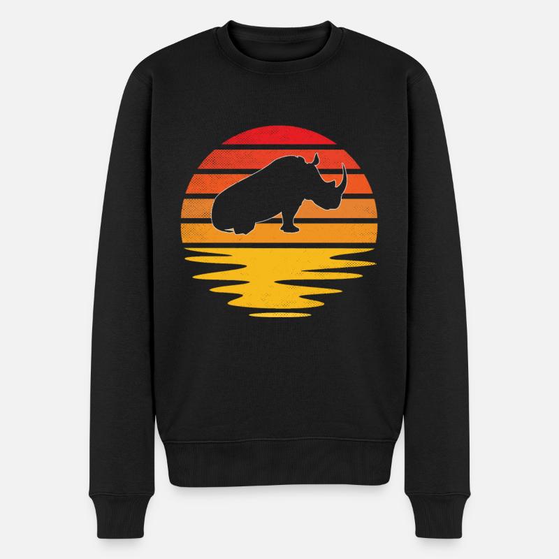Nashorn Retro - Männer Premium Bio Pullover - Schwarz
