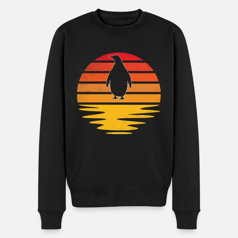 Pinguin Retro - Männer Premium Bio Pullover - Schwarz