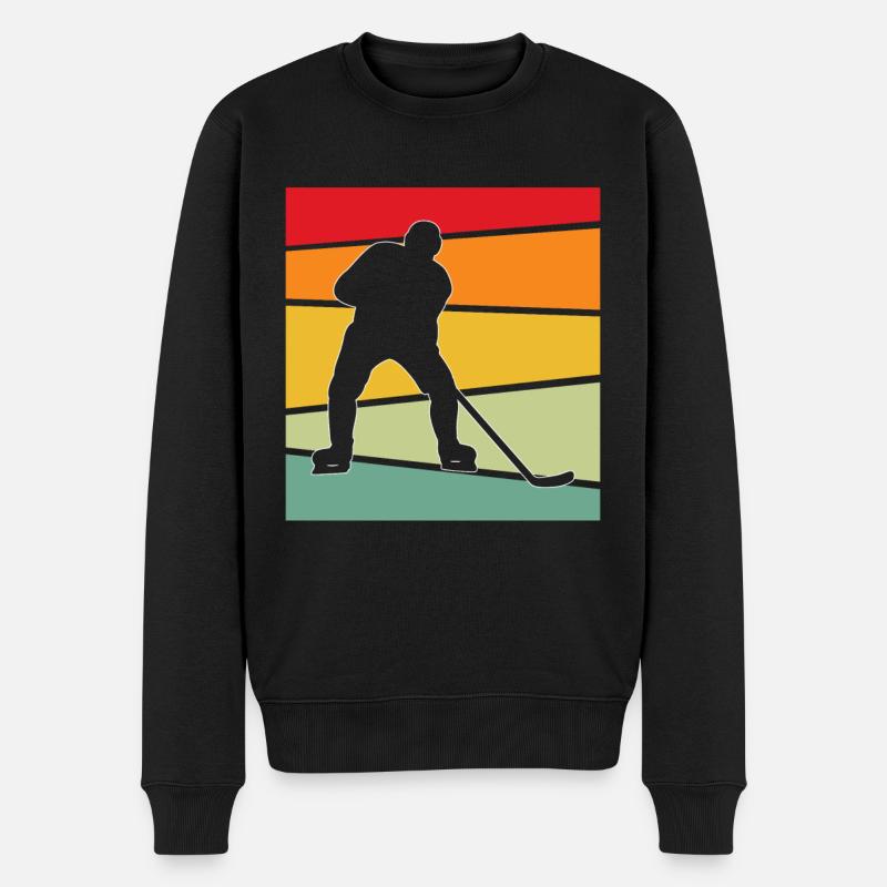Eishockey Retro - Männer Premium Bio Pullover - Schwarz