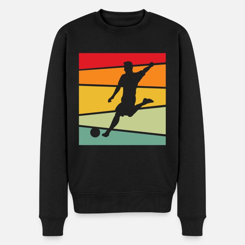 Fußball Retro - Männer Premium Bio Pullover - Schwarz