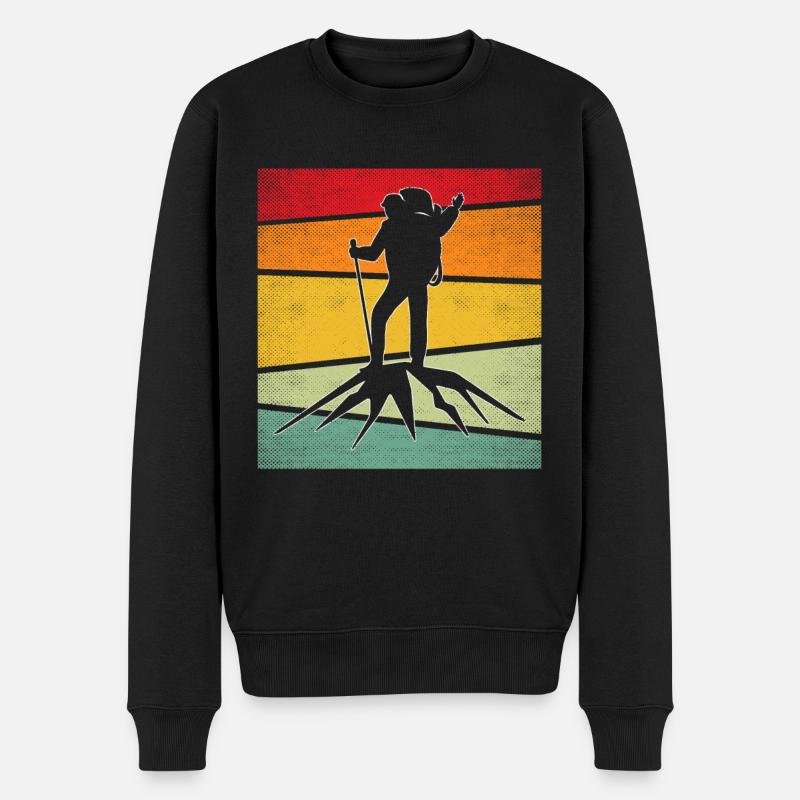 Bergsteigen Retro - Männer Premium Bio Pullover - Schwarz