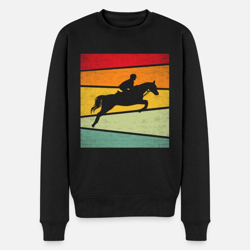 Pferd Retro - Männer Premium Bio Pullover - Schwarz