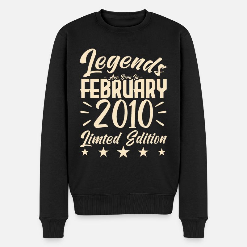 Geboren im Februar 2010. Geburtstagsgeschenk. - Männer Premium Bio Pullover - Schwarz