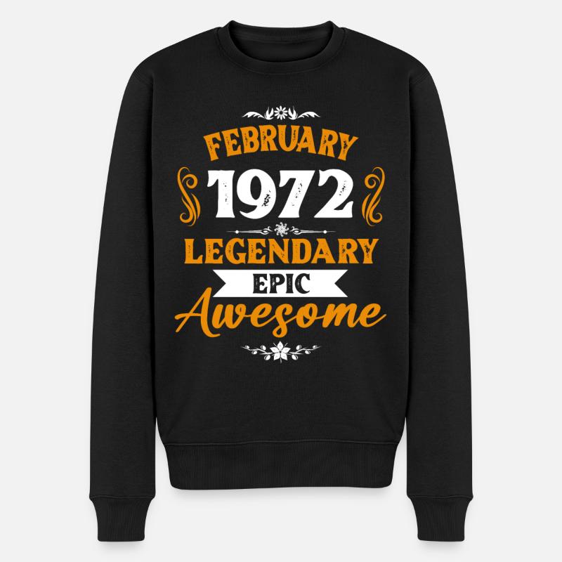 Februar 1972 Legenden Geburtstag Geschenk - Männer Premium Bio Pullover - Schwarz
