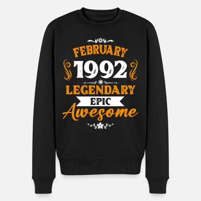 Février 1992 Cadeau d’anniversaire des légendes - Pull Premium bio Homme - noir
