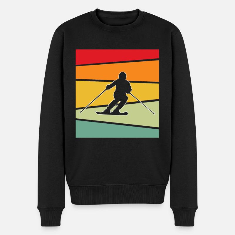 Ski Retro - Männer Premium Bio Pullover - Schwarz