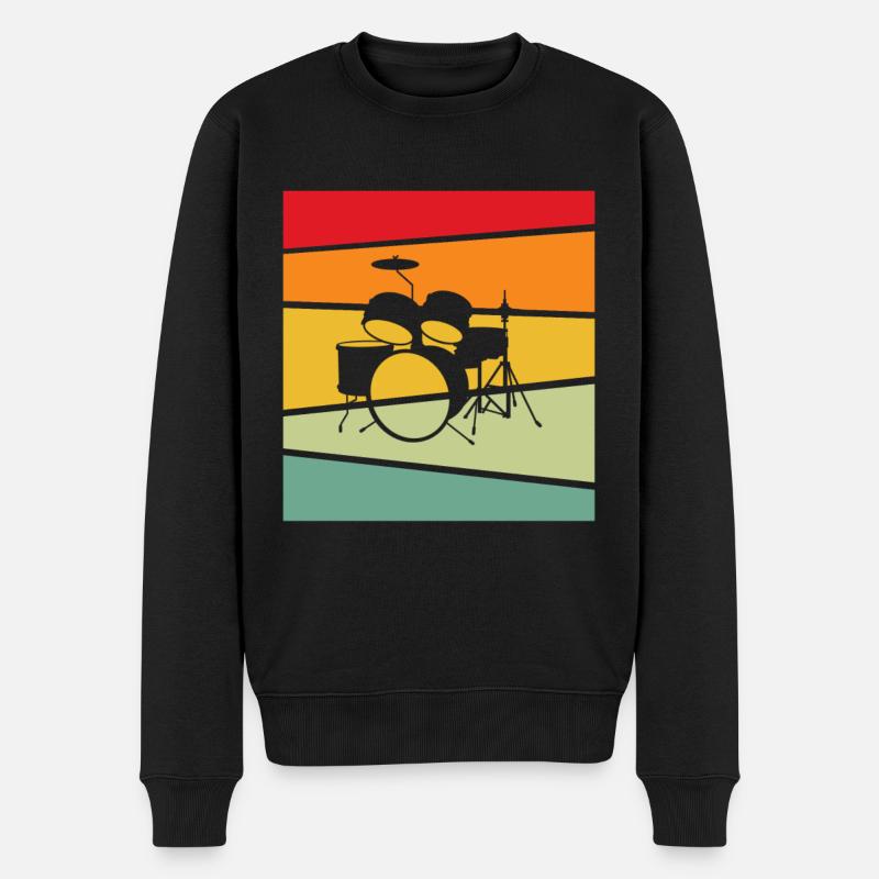 Schlagzeug Retro - Männer Premium Bio Pullover - Schwarz