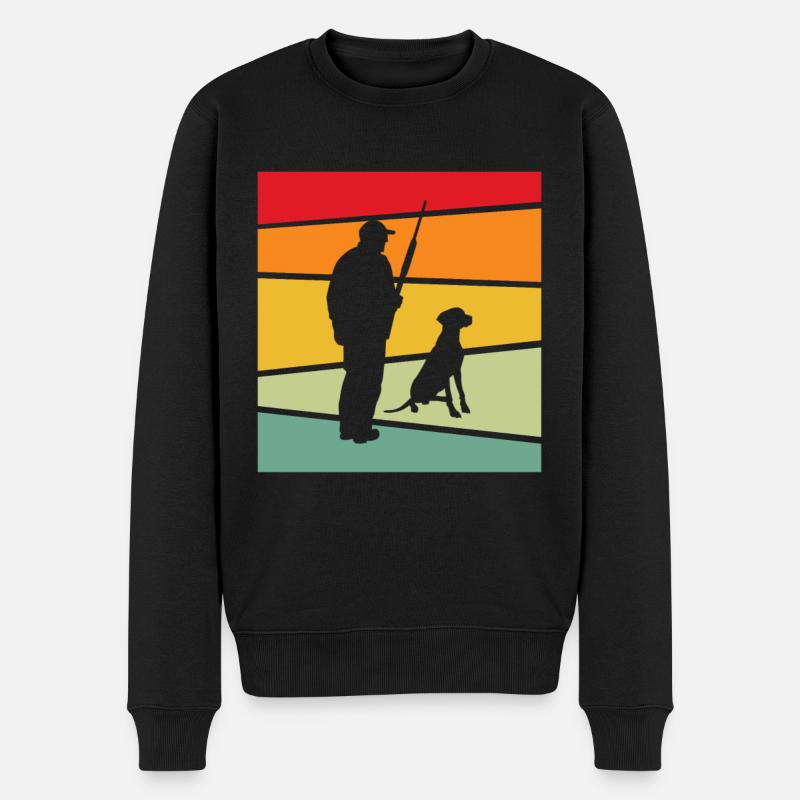 Jagen Retro - Männer Premium Bio Pullover - Schwarz