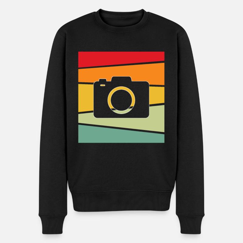 Kamera Retro - Männer Premium Bio Pullover - Schwarz