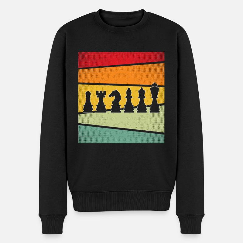 Schach retro - Männer Premium Bio Pullover - Schwarz
