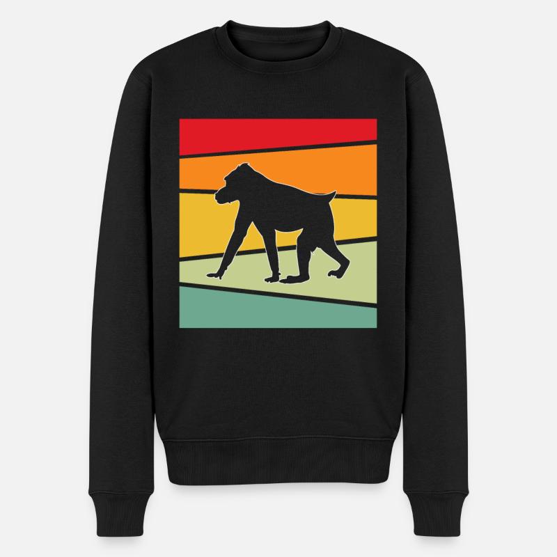 Affe Retro - Männer Premium Bio Pullover - Schwarz