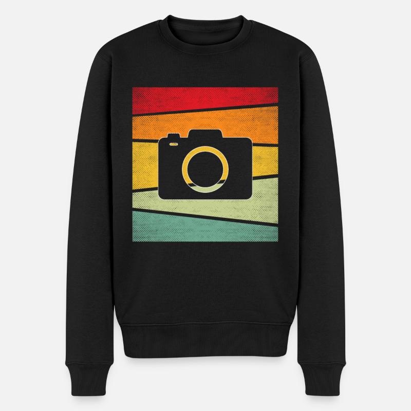 Kamera Retro - Männer Premium Bio Pullover - Schwarz