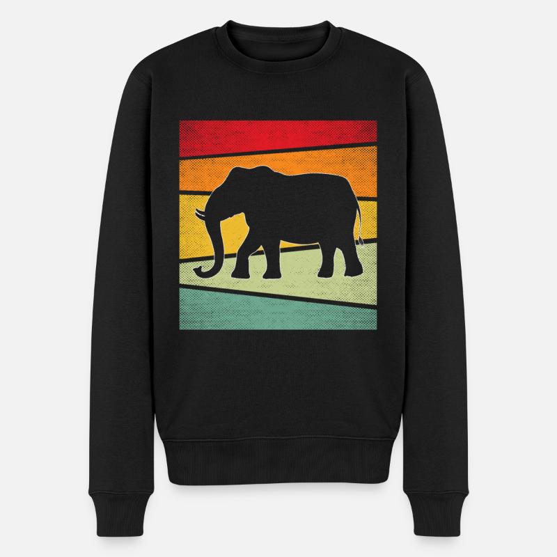 Elefant Retro - Männer Premium Bio Pullover - Schwarz