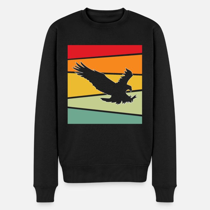 Adler Retro - Männer Premium Bio Pullover - Schwarz