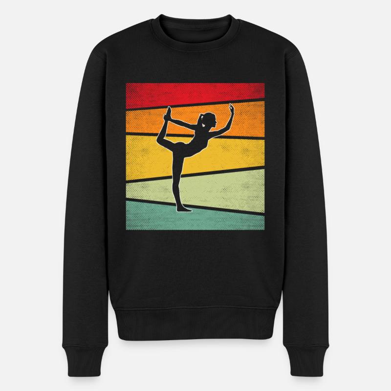 Yoga Retro - Männer Premium Bio Pullover - Schwarz