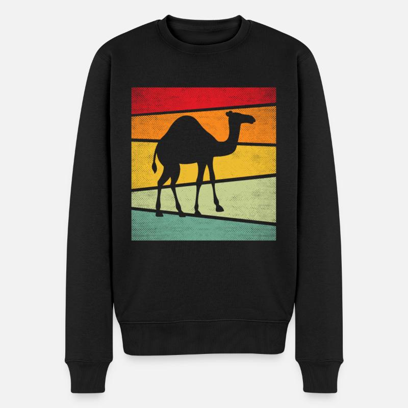 Dromedar Retro - Männer Premium Bio Pullover - Schwarz