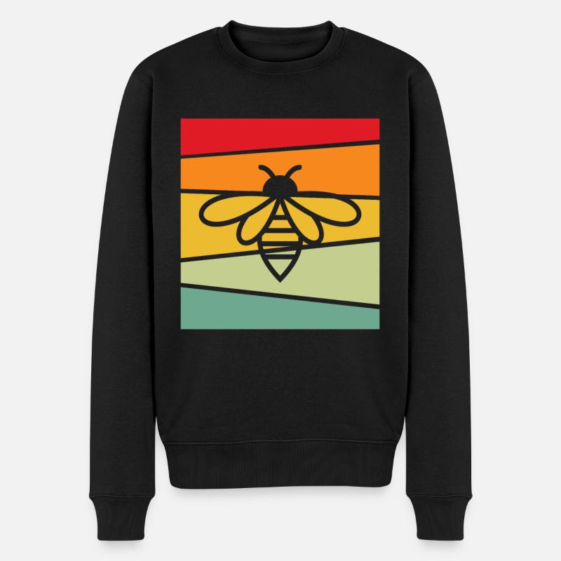 Biene Retro - Männer Premium Bio Pullover - Schwarz