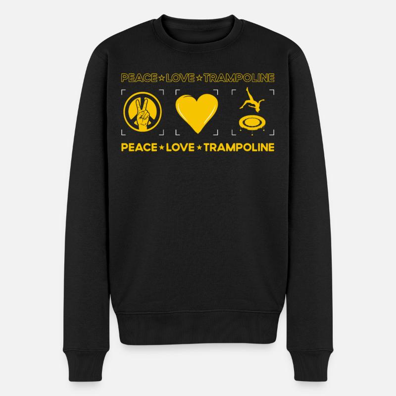 Peace Love Trampolin - Männer Premium Bio Pullover - Schwarz