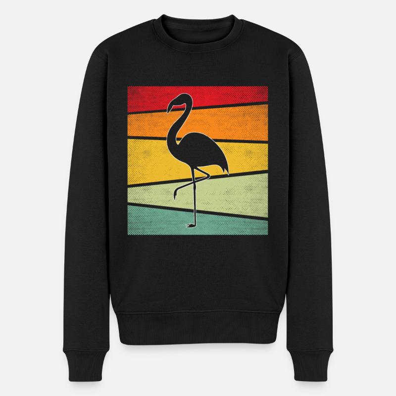 Flamingo Retro - Männer Premium Bio Pullover - Schwarz