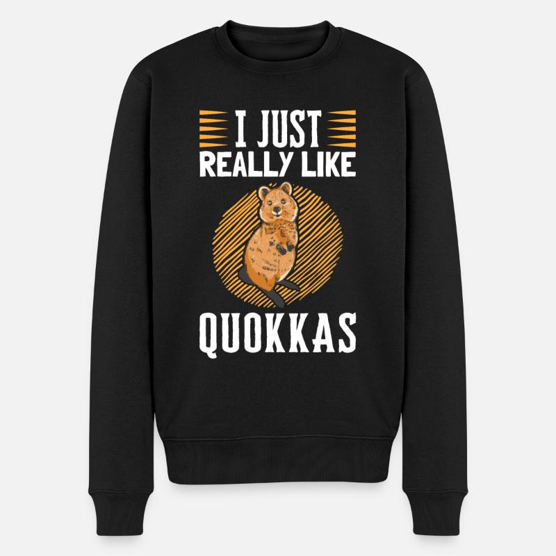 Ich mag Quokka australisches Beuteltier - Männer Premium Bio Pullover - Schwarz